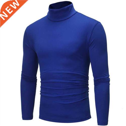 Men's Solid Color Turtleneck T-Shirt For Mle utumn Spring