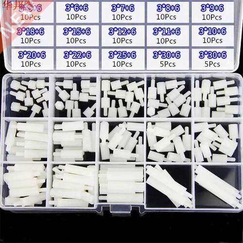 M3NH15 140pcs M3 Nylon Hex Screw Black/White Female to Male