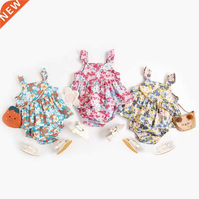 Sanlutoz Floral Baby Girls Clothing Sets Cotton Sleeveless T