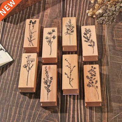 1PC Vintage Grass Plants Wooden Rubber Stamps Standard Stamp