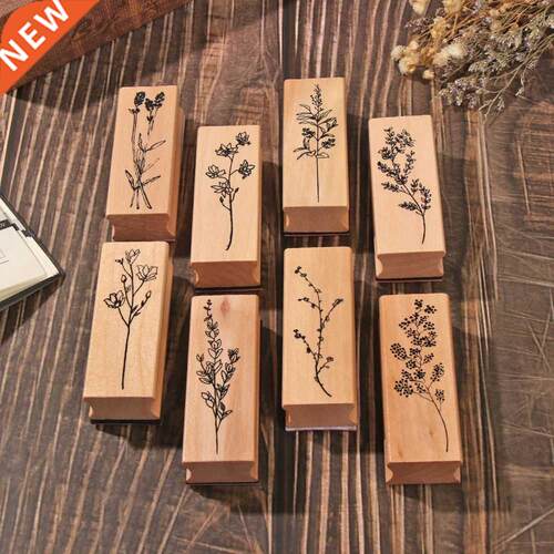 1PC Vintage Grass Plants Wooden Rubber Stamps Standard Stamp