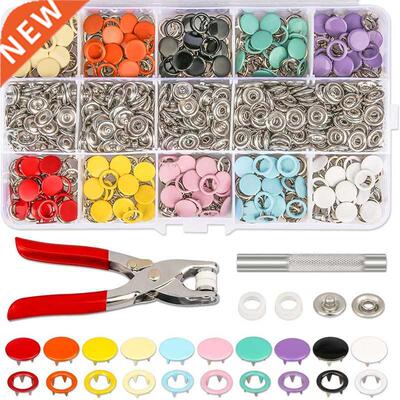 Plier Tool + 100/200 Set 10 Color Metal Sewing Buttons Hollo