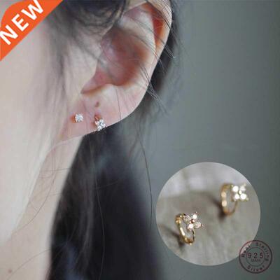 925 Sterling Silver French Simple Pavé Zircon Flower