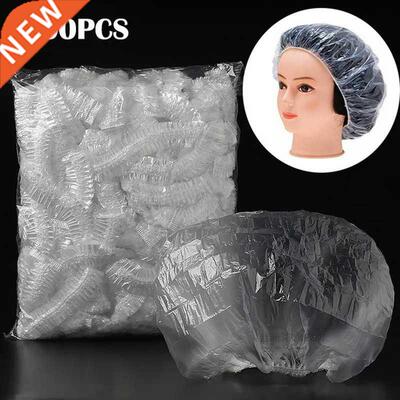 *100pcs Disposable Shower Caps Hat Clear Spa Hair Salon Hote