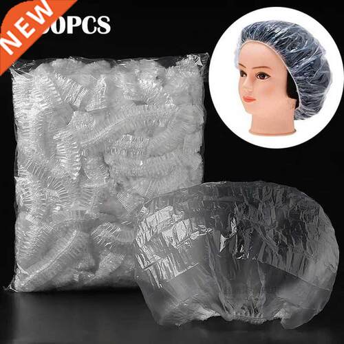 *100pcs Disposable Shower Caps Hat Clear Spa Hair Salon Hote
