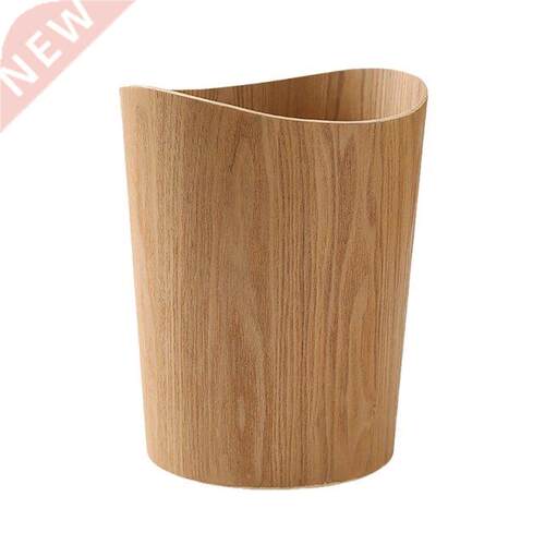 Household Wooden Trash Can, Solid Wood Trash Basket, Round T