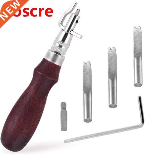Red Leather Groover Tool , 7 in 1 Pro Adjustable Stitching G