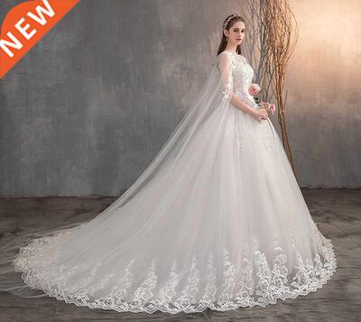 2021 Chinese Wedding Dress With Long Cap Lace Wedding Gown W