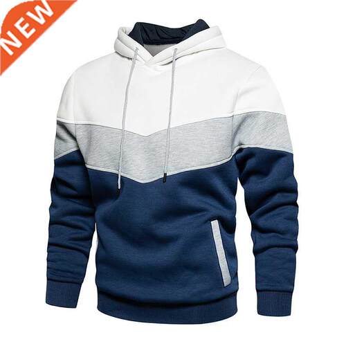 Men's Patchwork Hooded Sweatshirt Hoodies Clothing Casual Lo