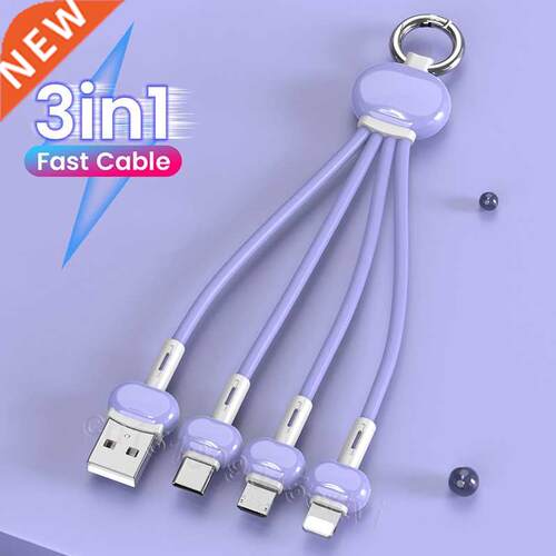 Keychain 3 in 1 USB Type C Cable for iPhone 13 12 11 XS X XR