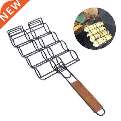Corn Grill Basket Metal Corn Holder for Grill Wooden Handle