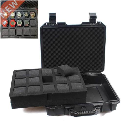 15 slots Watch Storage Box Plastic Suitcase Case Display Sto