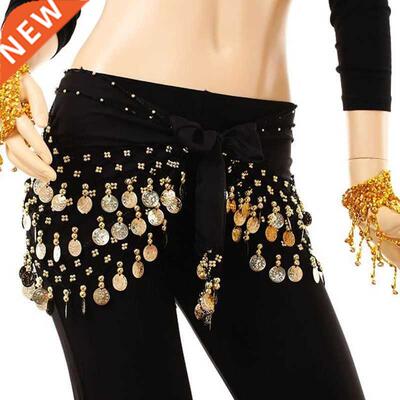 Fashion Chiffon Belly Dance India Dance Hip Scarf 3 Rows Coi