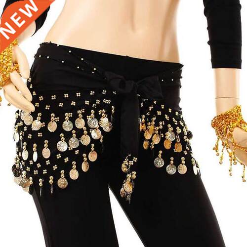 Fashion Chiffon Belly Dance India Dance Hip Scarf 3 Rows Coi