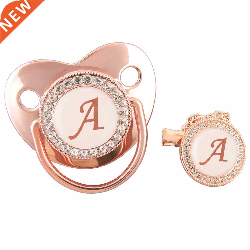 26 Initials Luxury Rose Gold Baby Pacifier Chain 0-12 Months