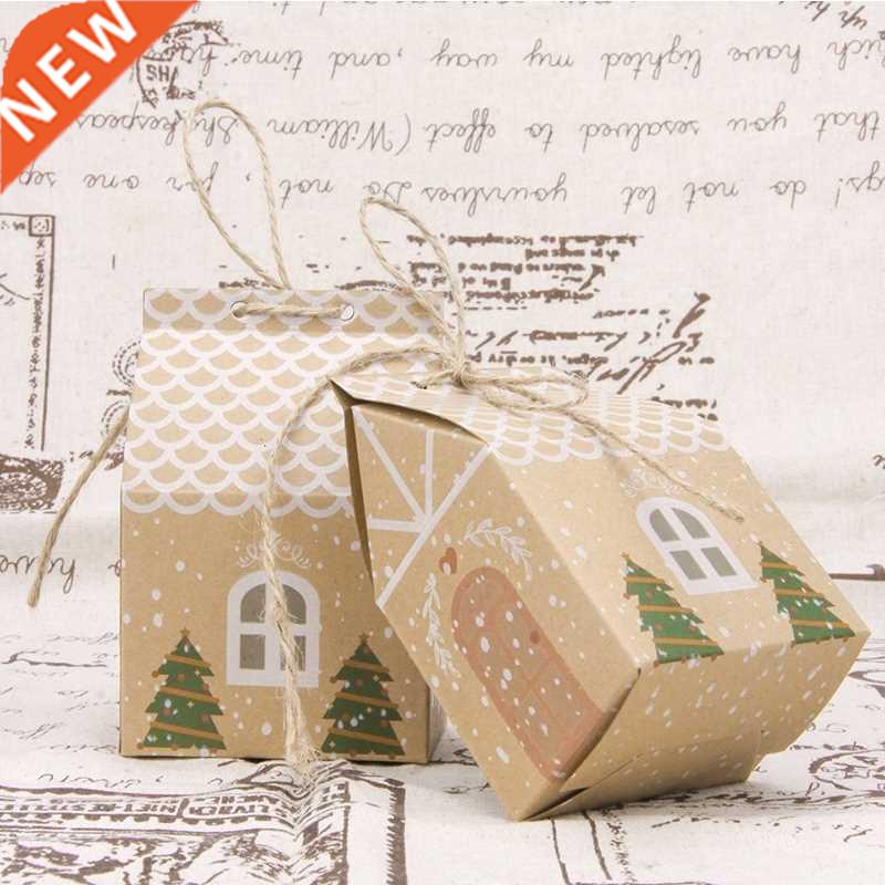 6/12/24/50pcs Kraft Paper Candy Boxes Merry Christmas