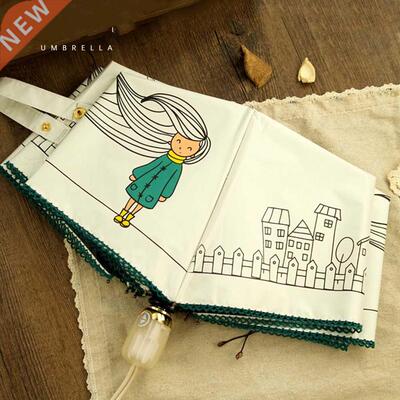Cartoon young girl the original sun umrella umrella uv