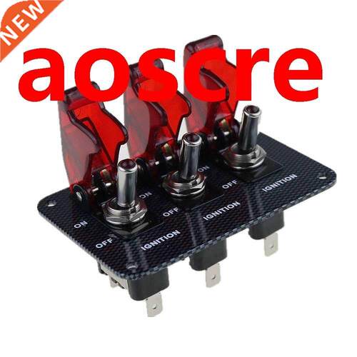 12v Red LED Safety Cover Aircraft Toggle Switch Carbon Fiber
