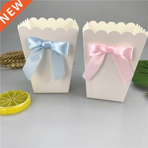 6pcs Mini Pink /Blue Paper Popcorn Boxes with Bow Pop Favors