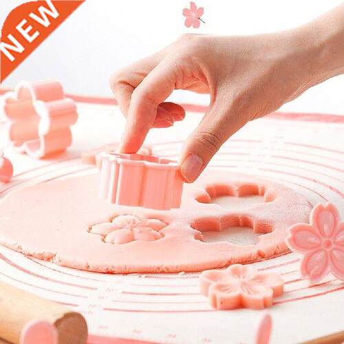5pcs/set Sakura Cookie Mold Stamp Biscuit Mold Cutter Pink