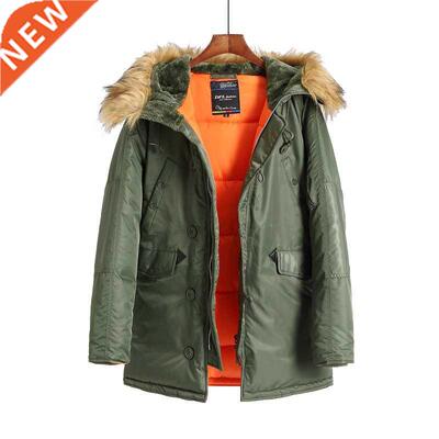 N-B Winter ALASKA Coat Men Fur Hood Slim Fit Thick Parka Pa