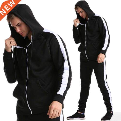 New Brand zipper Men Set Causal Fitness Patchwork Jacket Men