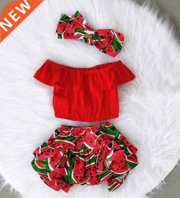 Sweet Toddler Baby Girl Kid Straped Ruffle Red Tops Watermel