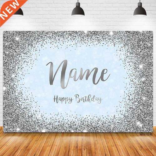 Custom Name Photo Gold Silver Glitter Birthday Party Banner