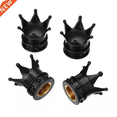 4pcs Black Crown Aluminum Car Wheel Tyre Tire Air Valve Stem