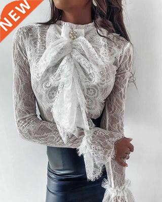 Brand New Ladies Vintage Lace Blouse Elegant Women's Long Sl