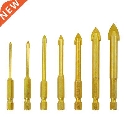 5/6/7Pc Glass Drill Bits Set Titanium Coated Hex Shank Ceram