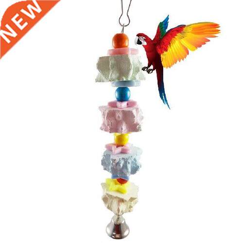 Parrot Toys Wood Birds Standing Chewing Rack Toys Bead Ball