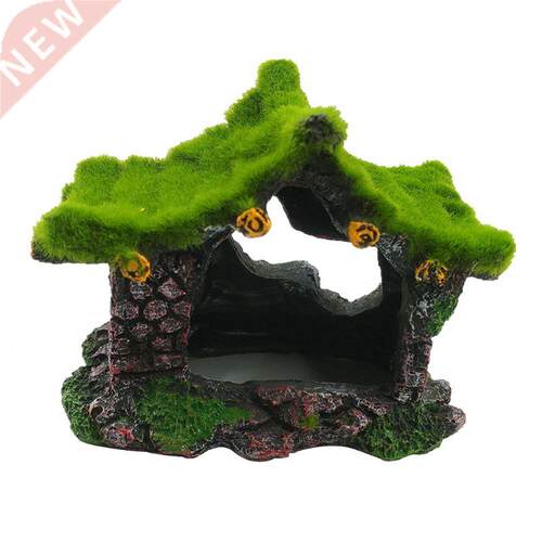 Aquarium Ornament Hollow Moss Resin House Fish Hideout