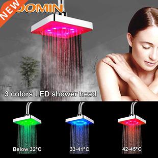 HOOMIN Temperature Sensor LED Shower Head No Batteries