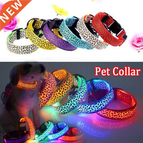 Fashion Leopard Led Dog Collar Flashing Nylon Lighting