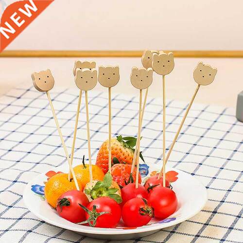 100PCS Cute Toothpicks Bear Cocktail Sticks Fruit Skewers