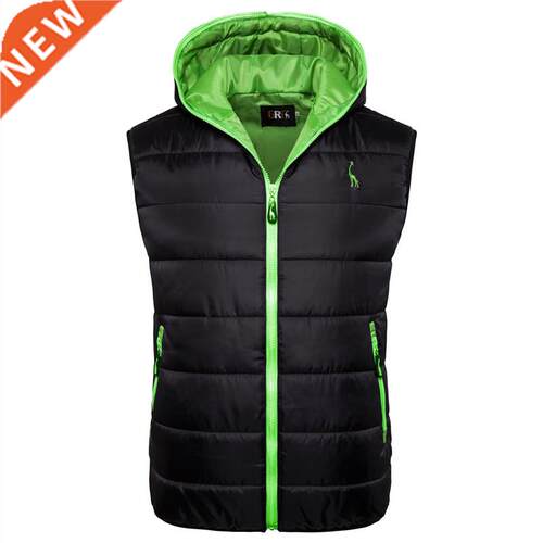 New Men Jacket Winter Hoodied Vest Zipper Jackets Sleeveles