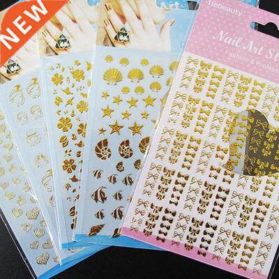 Lots 3D Golden Black Decal Stickers Nail Art Tip