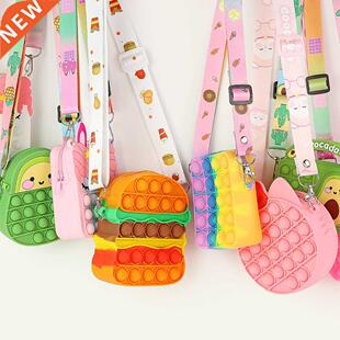 Fidget Toys Push Bubbles Toy Rainbow Unicorn Coin Purse Wall