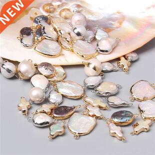 Pearls Freshwater Natural Hol Pendants Double Connector 3pcs