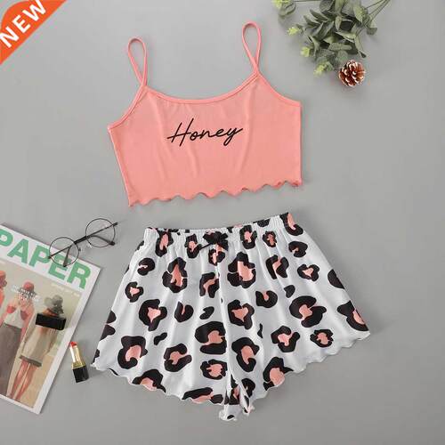 Women's Sleepwear Cute Cartoon Print Short Set Pajamas for W