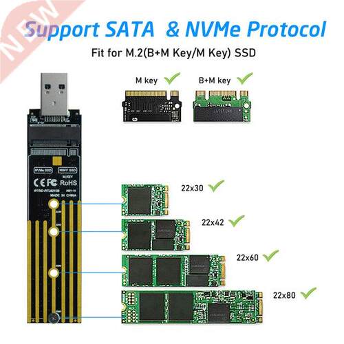 RTL9210B M.2 NVMe SSD to USB 3.1 Adapter PCI-E to USB-A 3.0