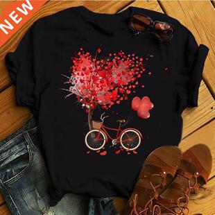 Women Bicycle Black T Shirt Girl Harajuku Korean Style Grap