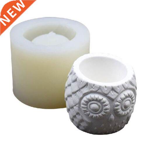 Durable Silicone Owl Flower Pot Mold Cement DIY Succulent