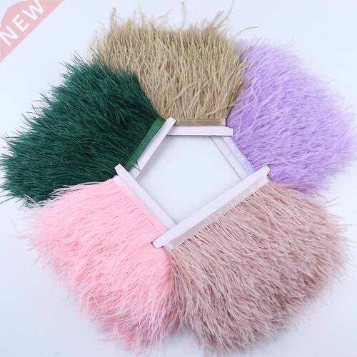 1 meter Multicolor Real Ostrich feather Trims Ribbon 8-10cm