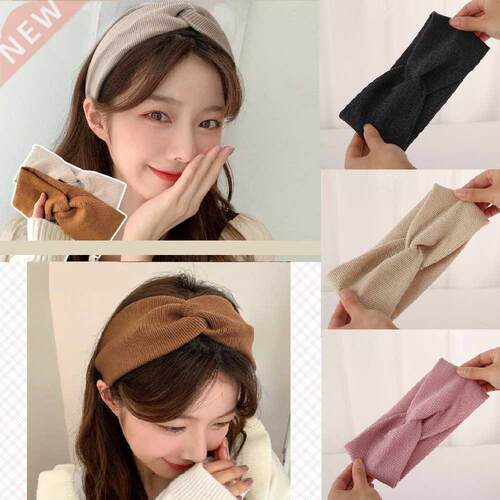 Woolen Cross Top Knot Elastic Hair Bands For Women Soft Sol