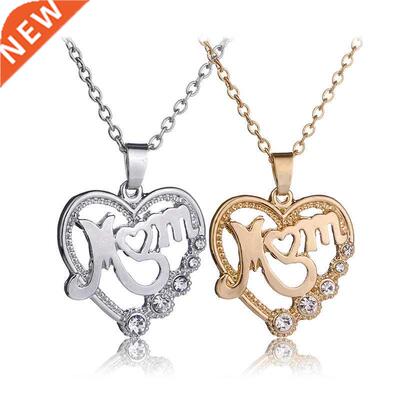 Hollow Lucky Love Heart Letter MOM Mother's Day Zircon Penda