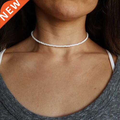 Bohemia White Bead Choker Necklace For Women Vintage Chain N