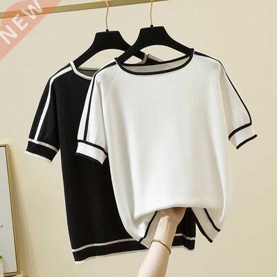 Cisetas Mujer 2021 Thin Knitted T Shirt Women Short Sleeve