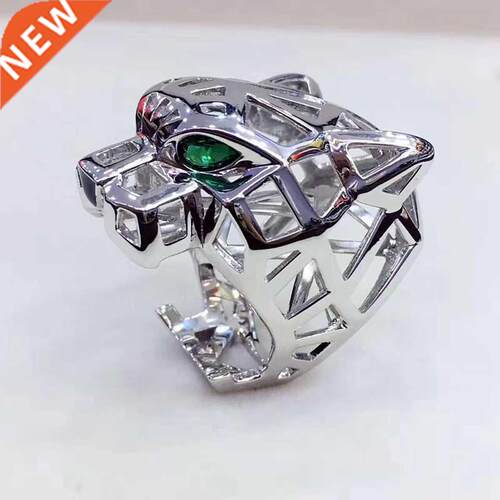 ndy Hollow Leopard Animal Finger Ring Green Eyes Hollow Pant